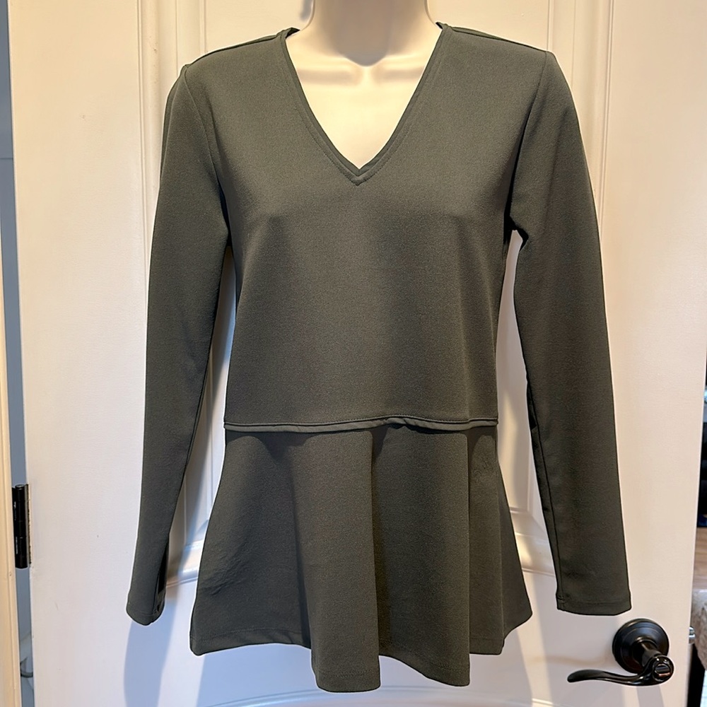 Ann Taylor Army Green Long Sleeve Blouse